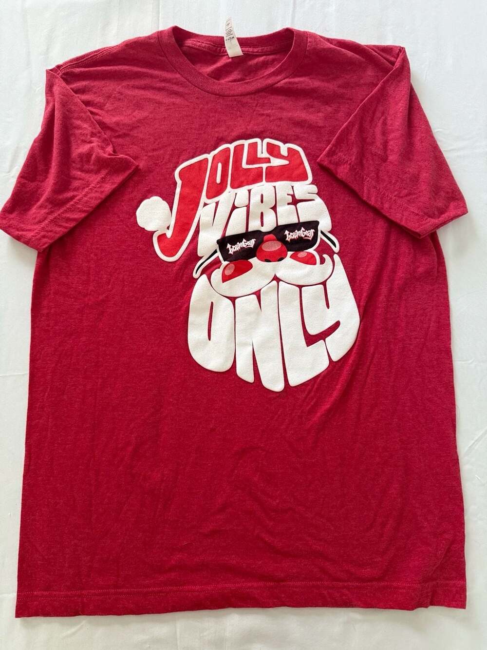 LoweGear Jolly Vibes Only Santa Graphic T-Shirt Size M Christmas